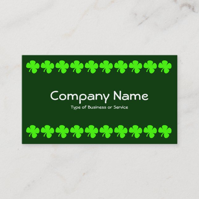 Four Leaf Clover - Green on Dark Green Business Card (Front)
