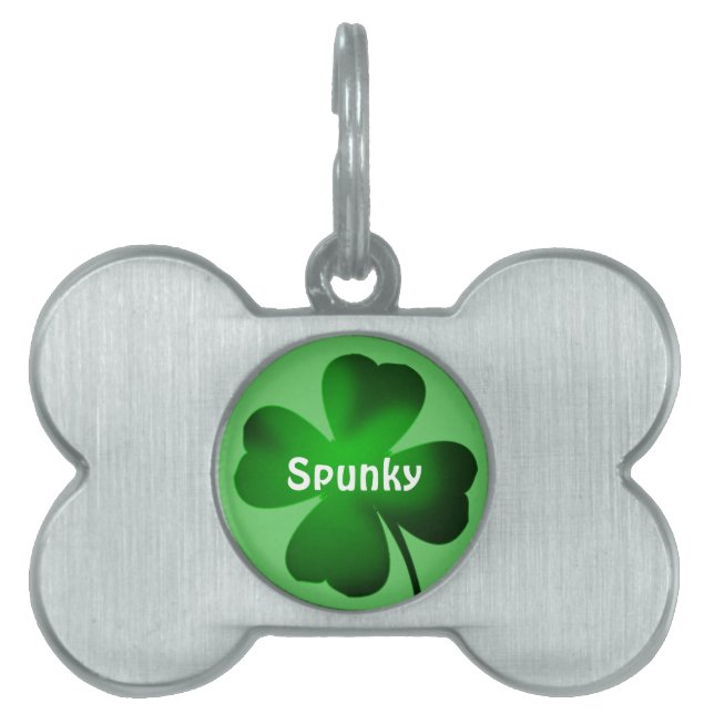 Four Leaf Clover Green Pet ID Tag (Front)