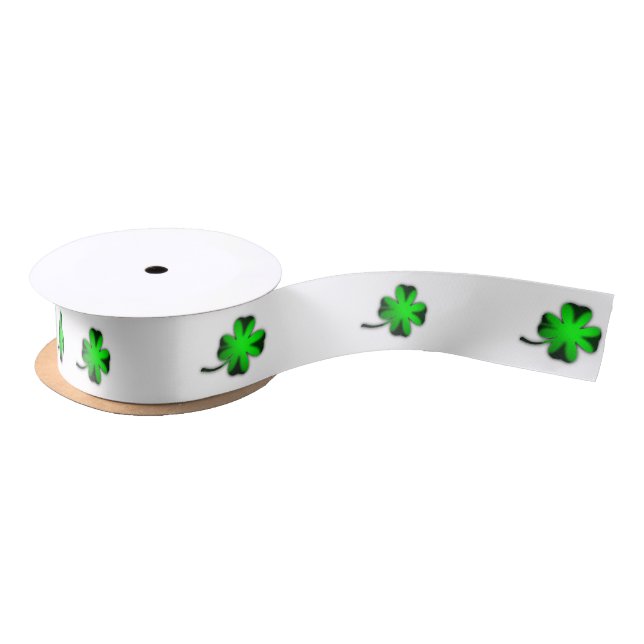 Four Leaf Clover Green Satin Ribbon (Spool)