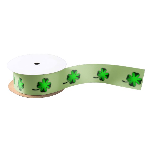Four Leaf Clover Green Satin Ribbon (Spool)