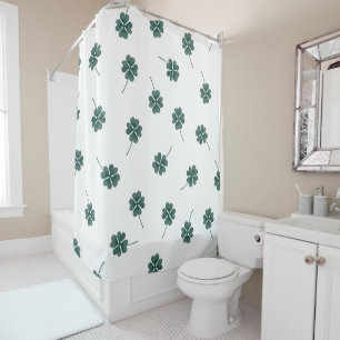 Four Leaf Clover Green Watercolor Shower Curtain