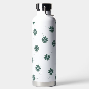 Four Leaf Clover Green Watercolor Water Bottle
