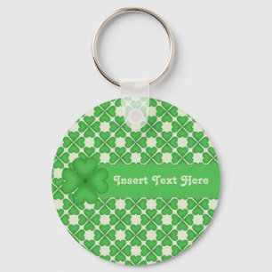 Four leaf Clover Hearts pattern Customisable Key Ring