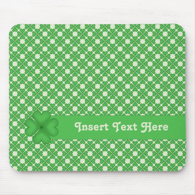 Four leaf Clover Hearts pattern Customisable Mouse Pad (Front)