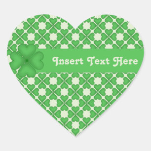 Four leaf Clover Hearts pattern Customizable Heart Sticker