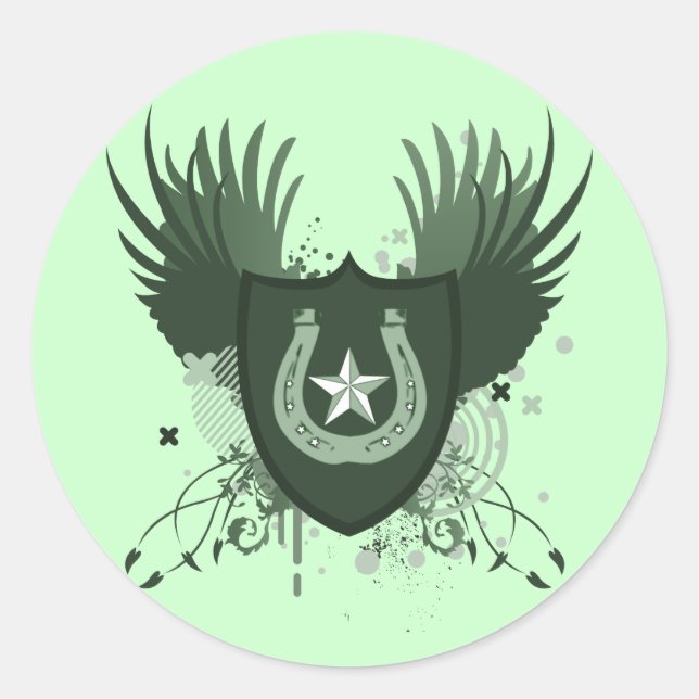 four leaf clover : hi-fi : classic round sticker (Front)