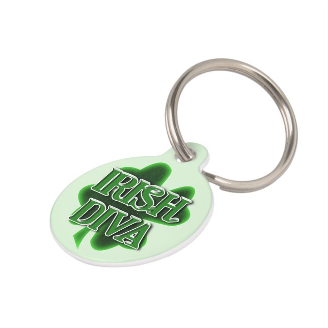 Four Leaf Clover Irish Diva Pet  Tag (Side)