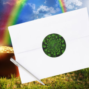 Four Leaf Clover Kaleidoscope Classic Round Sticker