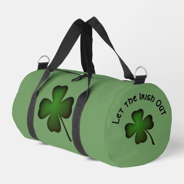 Four Leaf Clover Let the Irish Out on Green Custom Duffle Bag (Left Corner)