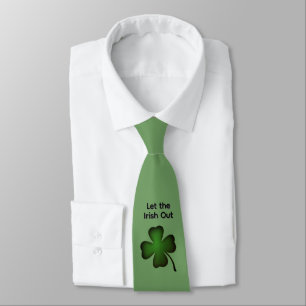 Four Leaf Clover Let the Irish Out on Green Custom Tie