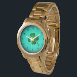 Four Leaf Clover Let the Irish Out on Green Custom Watch<br><div class="desc">Let the Irish out shamrock with custom text message on green background</div>