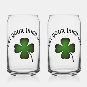 Four Leaf Clover Let Your Irish Out Can Glass