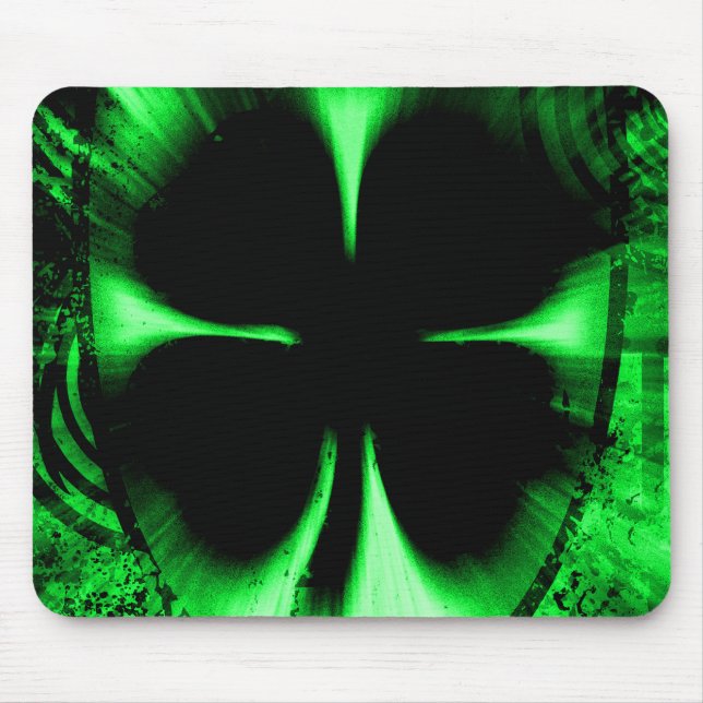 four leaf clover light burst mouse pad (Front)