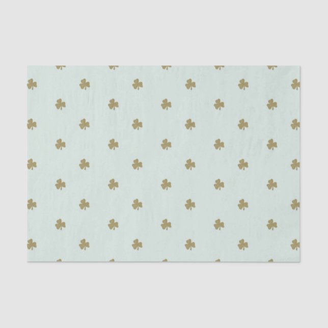 Four Leaf Clover, Lucky in Love, Gold Glitter Tissue Paper (Front)