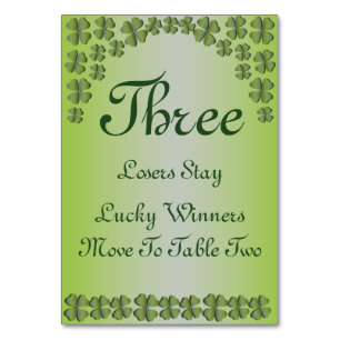Four Leaf Clover Lucky Irish Table Card #3