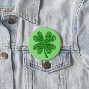 Four Leaf Clover Lucky St. Patrick's Day 7.5 Cm Round Badge