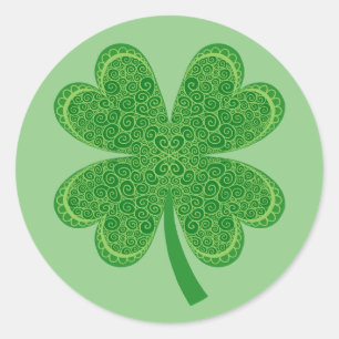 Four Leaf Clover Lucky St. Patrick's Day Classic Round Sticker