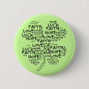 Four Leaf Clover Meaning: Hope, Faith, Love, Luck 6 Cm Round Badge