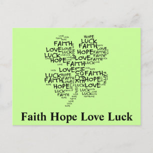 Four Leaf Clover Meaning: Hope, Faith, Love, Luck Postcard