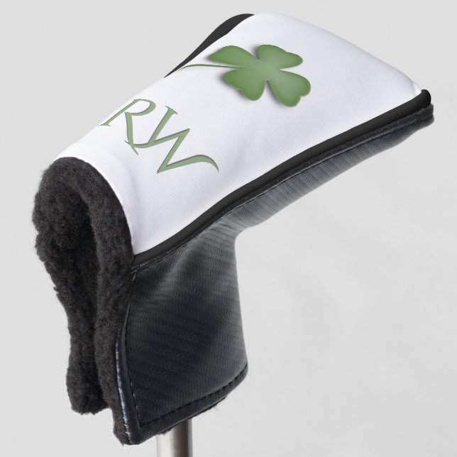 Four Leaf Clover Monogrammed Golf Head Cover (3/4 Front)