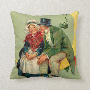 Four Leaf Clover Moon Leprechaun Shamrock Cushion