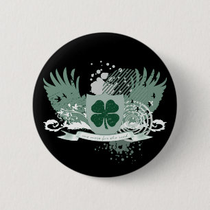 four leaf clover : one more for the road : 6 cm round badge