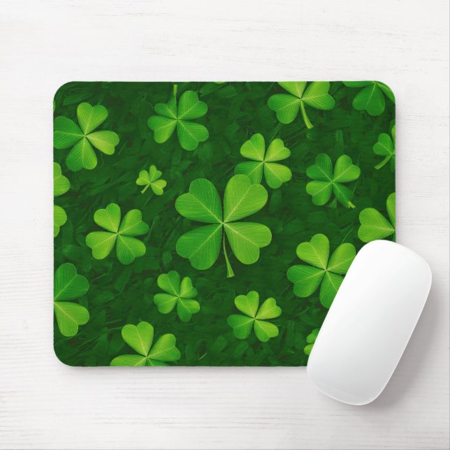 Four Leaf Clover Pattern Mouse Pad (With Mouse)