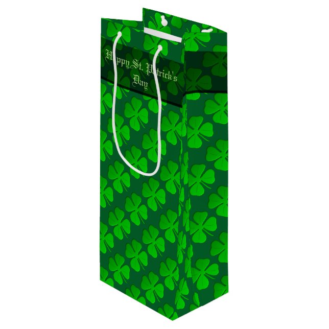 Four Leaf Clover Pattern Wine Gift Bag (Front Angled)