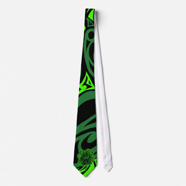 Four Leaf Clover Paw Print Tie! Tie (Front)