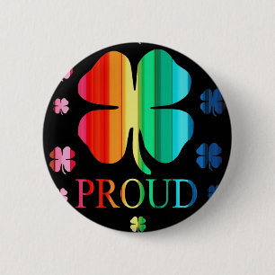 Four leaf clover Rainbow RoyGeeBiv - LGBT 6 Cm Round Badge