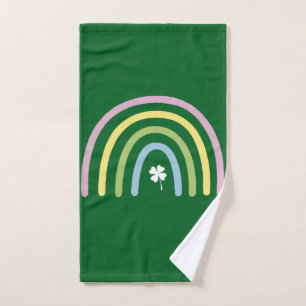 Four Leaf Clover Rainbow St Patrick's Day Hand Towel