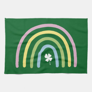 Four Leaf Clover Rainbow St Patrick's Day  Tea Towel