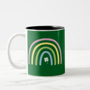 Four Leaf Clover Rainbow St Patrick's Day Two-Tone Coffee Mug