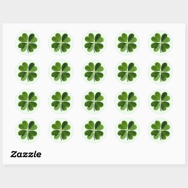 Four Leaf Clover Round Stickers (Sheet)