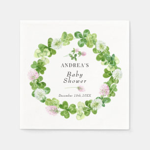 Four Leaf Clover   Shamrock Leaves    Baby Shower Napkin