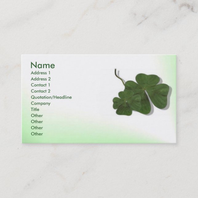 Four Leaf Clover (Shamrock) Profile Card (Front)