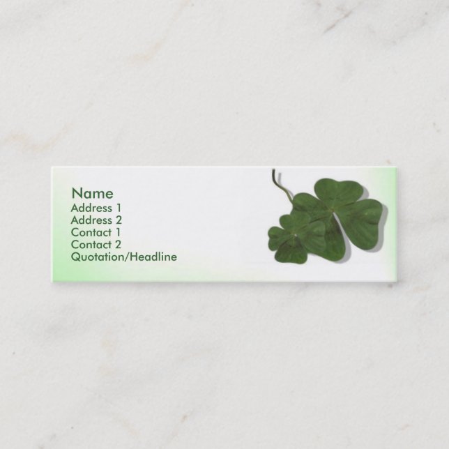 Four Leaf Clover (Shamrock) Profile Card (Front)