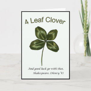 Four Leaf Clover ~ Shamrock ~William Shakespeare ~ Card