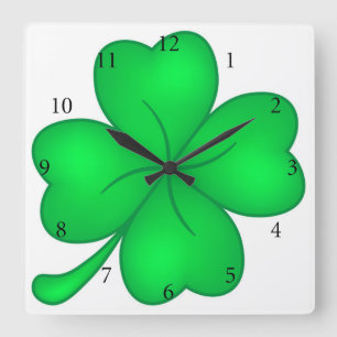 four-leaf clover square wall clock