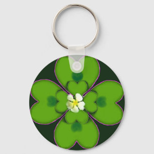 Four Leaf Clover St. Patrick Irish Flower Patty Key Ring