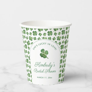 Four Leaf Clover St Patrick's Day Bridal Shower Paper Cups