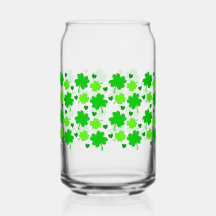 Four Leaf Clover St. Patrick's Day Can Glass