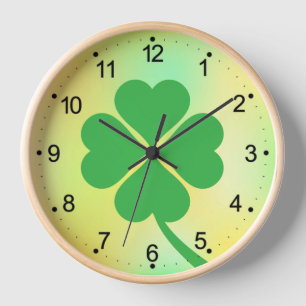 Four Leaf Clover St. Patrick's Day Design-87906 Clock