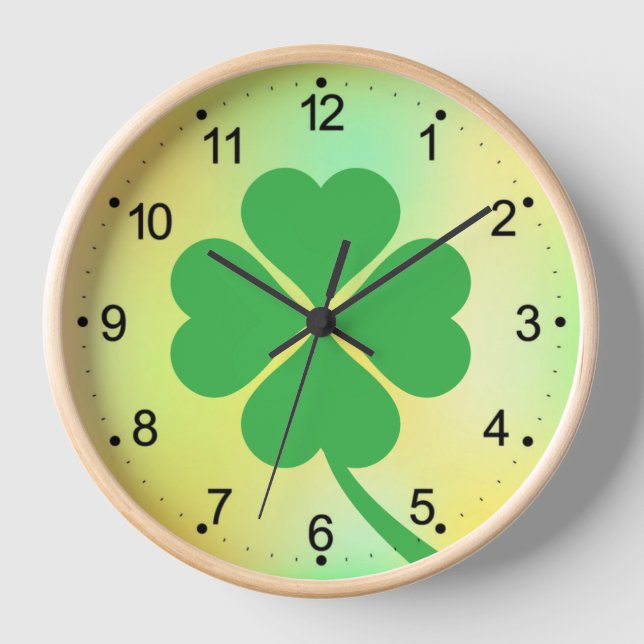 Four Leaf Clover St. Patrick's Day Design-87906 Clock (Front)