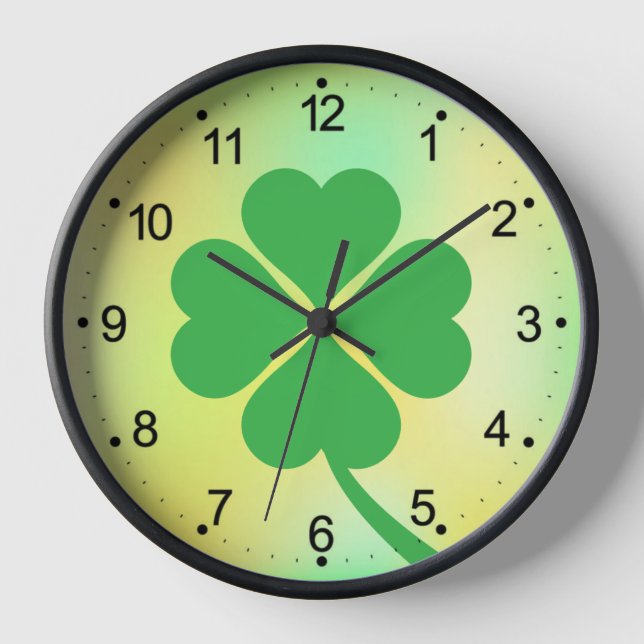 Four Leaf Clover St. Patrick's Day Design-87906 Clock (Front)