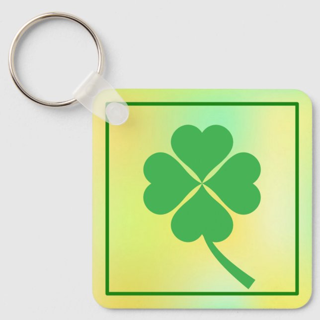 Four Leaf Clover St. Patrick's Day Design-87906 Key Ring (Front)