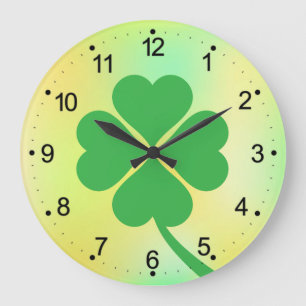 Four Leaf Clover St. Patrick's Day Design-87906 Large Clock
