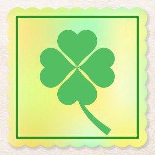 Four Leaf Clover St. Patrick's Day Design-87906 Paper Coaster
