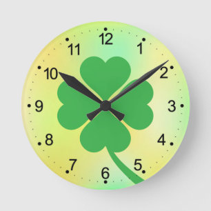 Four Leaf Clover St. Patrick's Day Design-87906 Round Clock