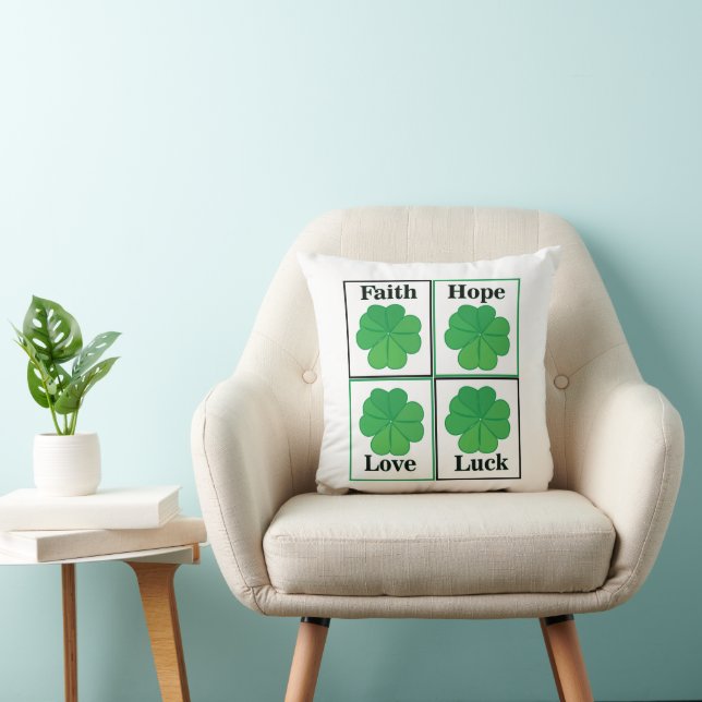 Four Leaf Clover St Patricks Day Four Leaf Clover Cushion (Chair)